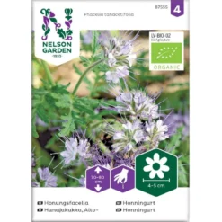 Blå Honningurt Øko Phacelia Tanacetifolia Frøpose, Antal Pr. Pakke, Ca. 40 Stk.