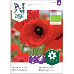 Kornvalmue Øko Papaver Rhoeas L. Frøpose, Antal Pr. Pakke, Ca. 25 Stk.